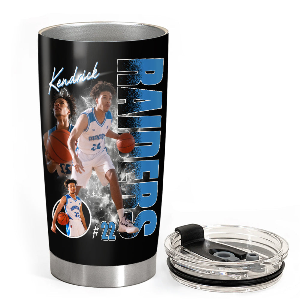 Custom Photo Basketball Player Tumbler- Personalized Team Name School Name Bootleg Tumbler T1807 Li29