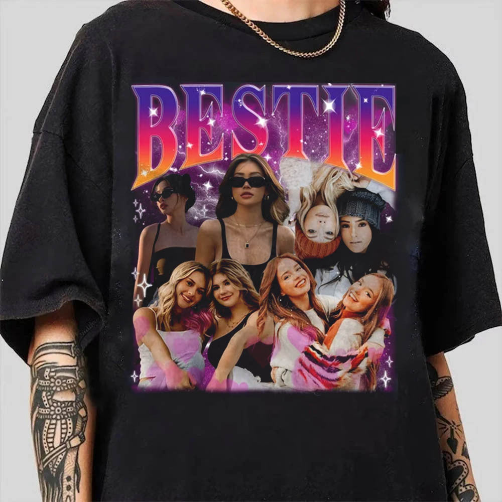 Custom Bestie Bootleg Shirt 90s Vintage Bootleg Custom Face Personalized T Shirt - Custom Photo Bestie, Best Friend Birthday Bootleg Funny BFF 90s Vintage
