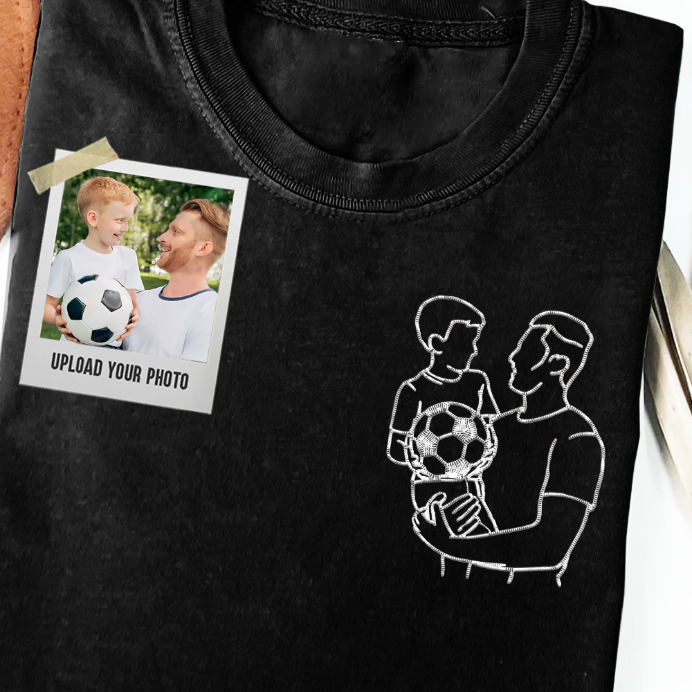 Custom Photo Embroidered Shirt for Dad, Father's Day Tshirt, Personalized Dad Portrait Shirt, Fathers Day Gifts, Dad Birthday Gifts, Gift for Husband