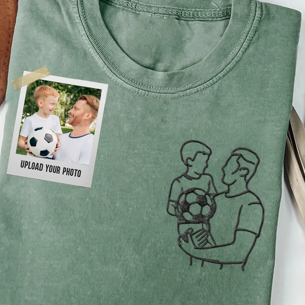 Custom Photo Embroidered Shirt for Dad, Father's Day Tshirt, Personalized Dad Portrait Shirt, Fathers Day Gifts, Dad Birthday Gifts, Gift for Husband