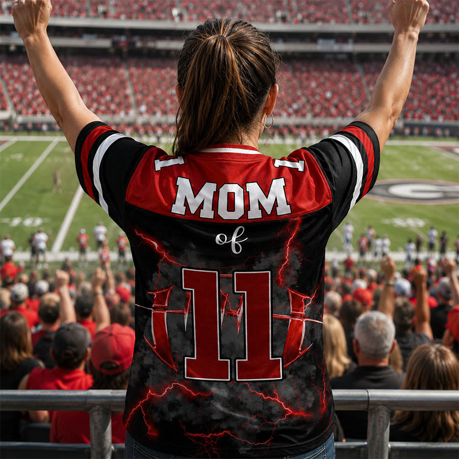 Personalized Football Family Jersey Shirt with Custom Player Photo, Name & Number – Game Day Gift for Mom Dad Family