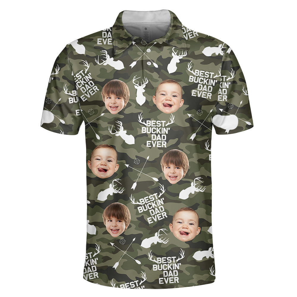 Personalized Best Buckin' Dad Ever Photo Polo Shirt
