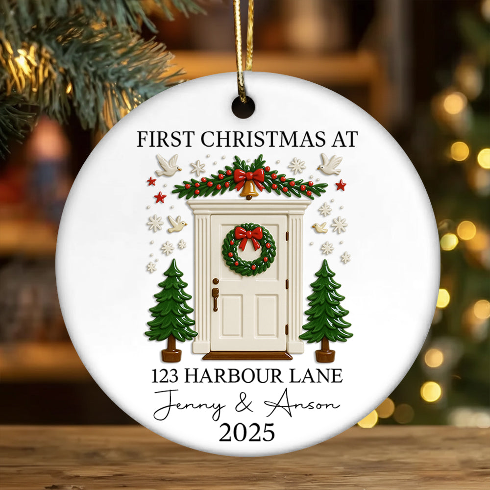First Christmas in Our New Home Ornament,3D Effect - Personalized Ceramic Ornament - New Home Decor, Couples Home Ornament Na02 Li29