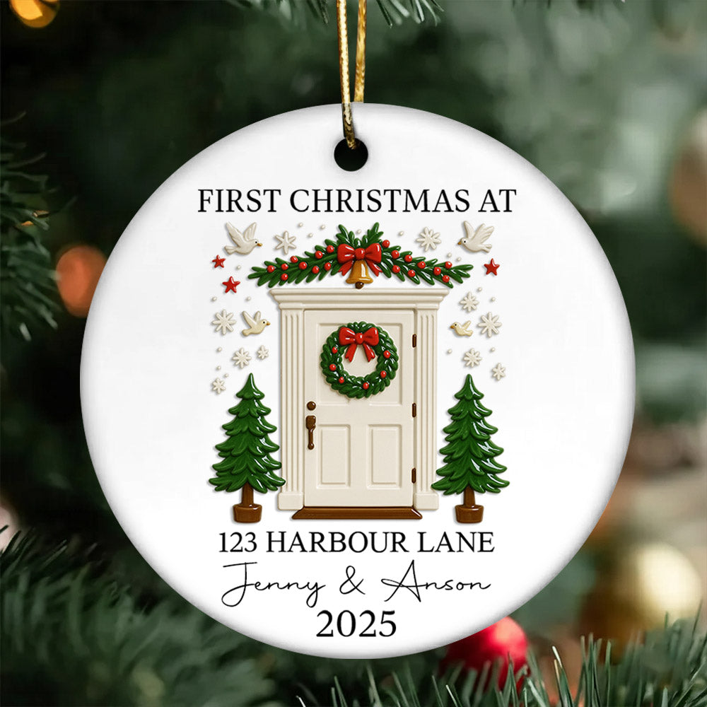 First Christmas in Our New Home Ornament,3D Effect - Personalized Ceramic Ornament - New Home Decor, Couples Home Ornament Na02 Li29