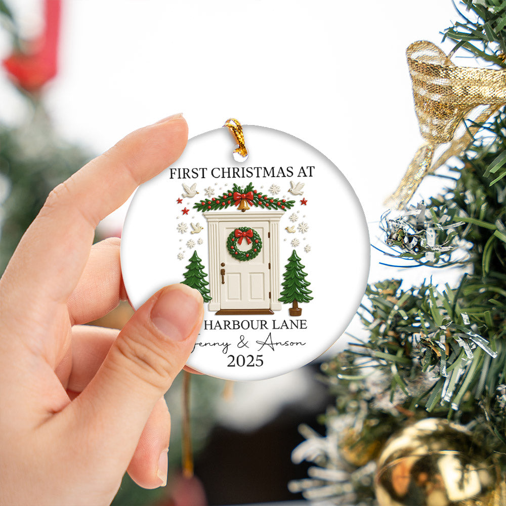 First Christmas in Our New Home Ornament,3D Effect - Personalized Ceramic Ornament - New Home Decor, Couples Home Ornament Na02 Li29
