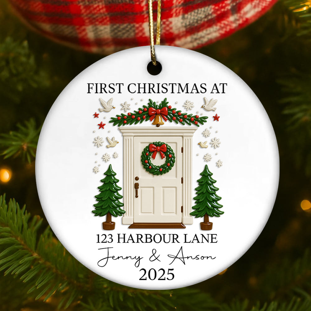 First Christmas in Our New Home Ornament,3D Effect - Personalized Ceramic Ornament - New Home Decor, Couples Home Ornament Na02 Li29