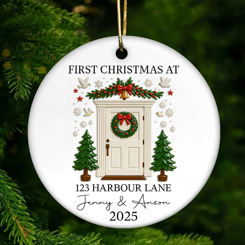 First Christmas in Our New Home Ornament,3D Effect - Personalized Ceramic Ornament - New Home Decor, Couples Home Ornament Na02 Li29