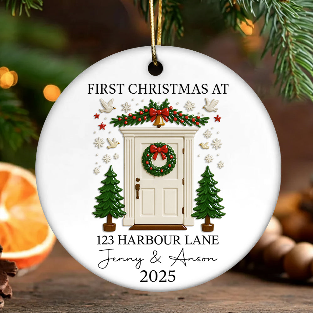 First Christmas in Our New Home Ornament,3D Effect - Personalized Ceramic Ornament - New Home Decor, Couples Home Ornament Na02 Li29