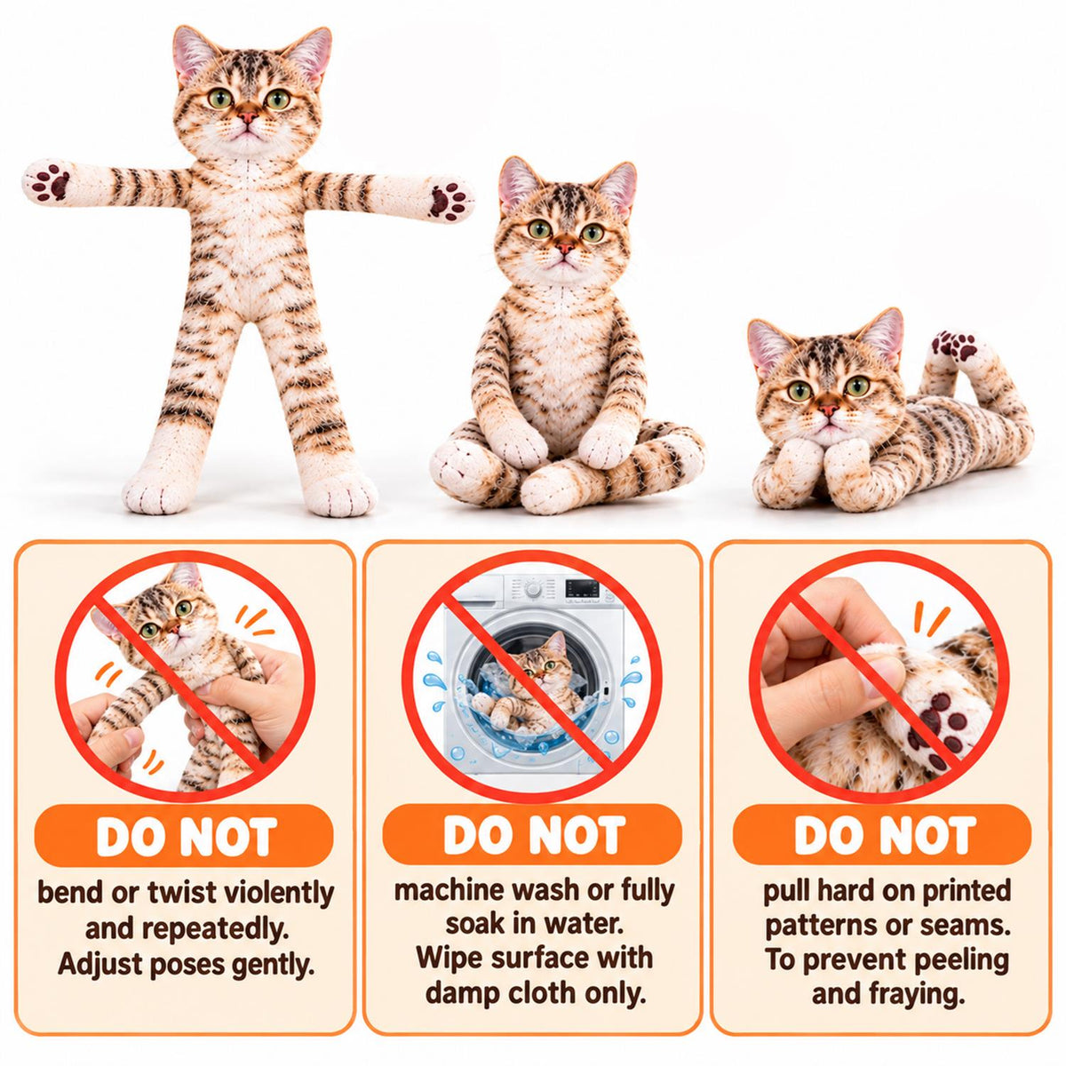 Personalized Photo Cat Squishy Toy Poseable Plush Doll, Funny Gift For Cat Mom, Dad, Pet Lover T1807 Hv01 TL06