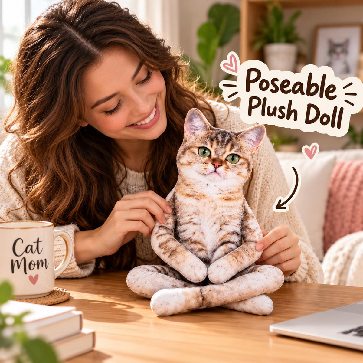 Personalized Photo Cat Squishy Toy Poseable Plush Doll, Funny Gift For Cat Mom, Dad, Pet Lover T1807 Hv01 TL06