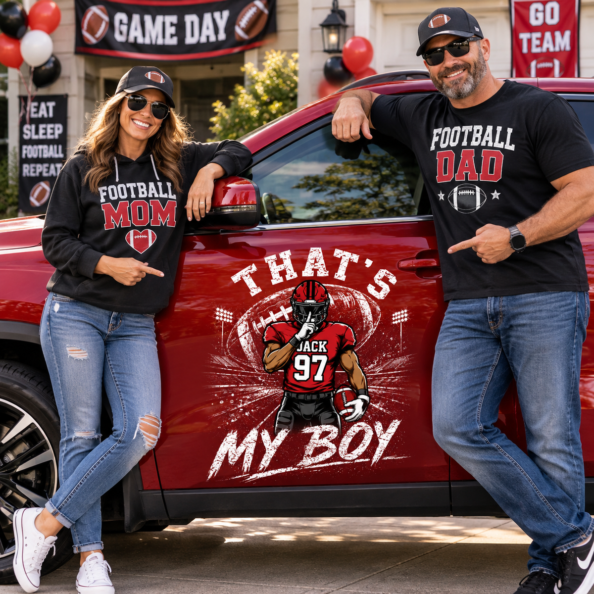 Personalized That's My Boy Car Decal, Custom Football Player Sticker, Gift for Sports Moms and Dads T1807 T24