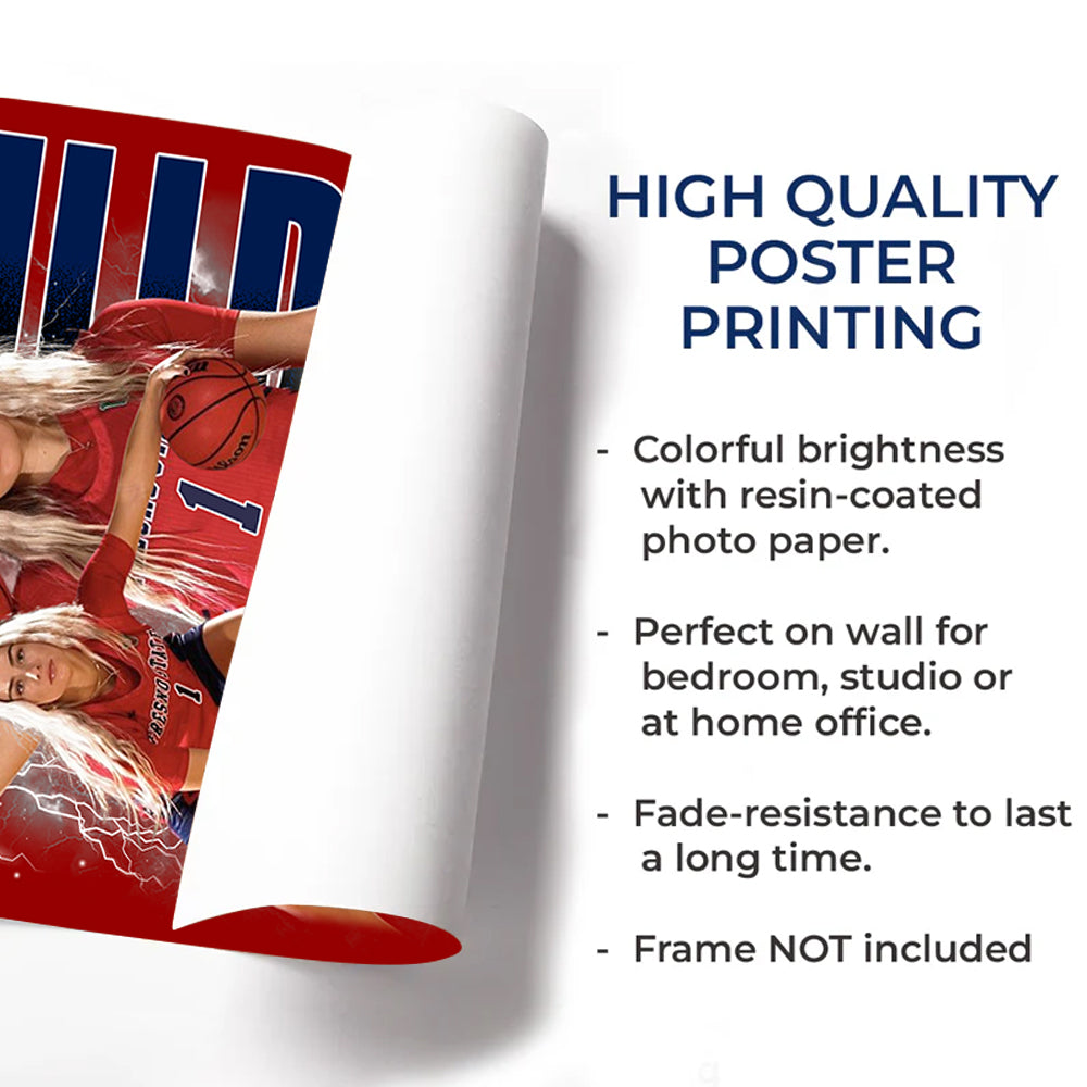 Custom Photo Basketball Player Poster - Personalized Team Name School Name Bootleg Poster Vr2 T1807