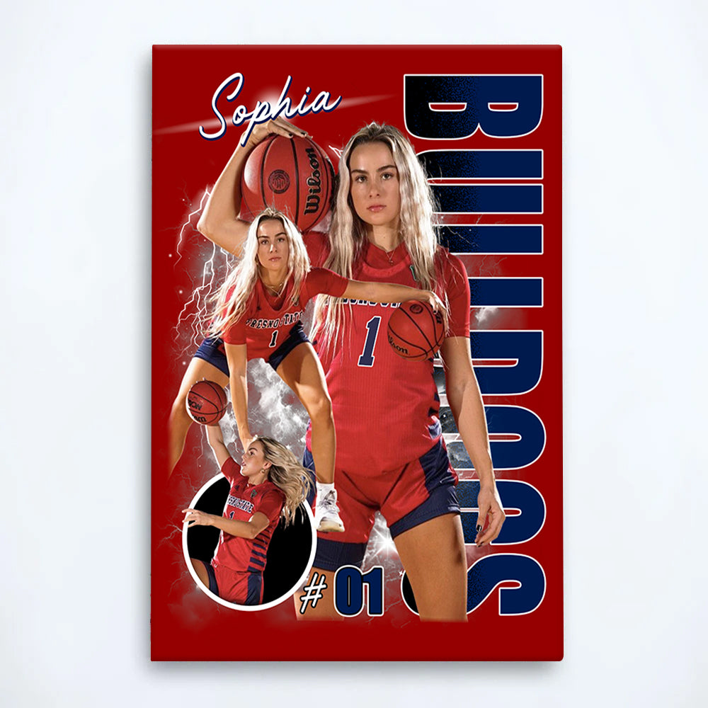 Custom Photo Basketball Player Poster - Personalized Team Name School Name Bootleg Poster Vr2 T1807