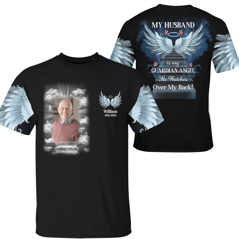 Never Walk Alone My Love Walks With Me - Personalized Photo Memorial Shirt Pa00