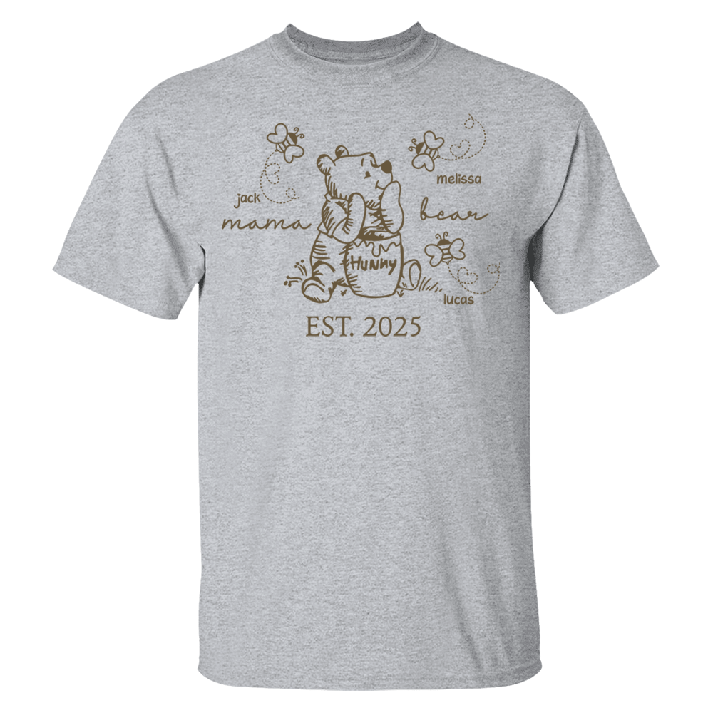 Custom Mama Bear Est 2025 And Grandkids Shirts For Grandma Pa00