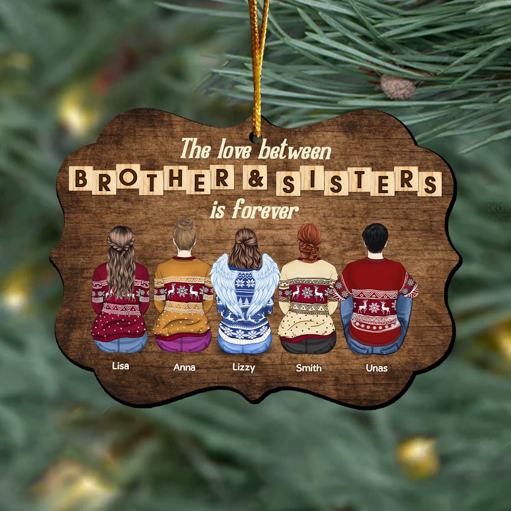 Personalized Brothers & Sisters Forever Wooden Ornament - Perfect Gift for Siblings, Memorial Keepsake Nh00