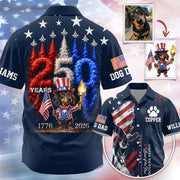 Personalized America 250th Anniversary 1776-2026 Hawaiian Shirt, Custom Photo Dog Cat For Pet Lover T1807 Hv01