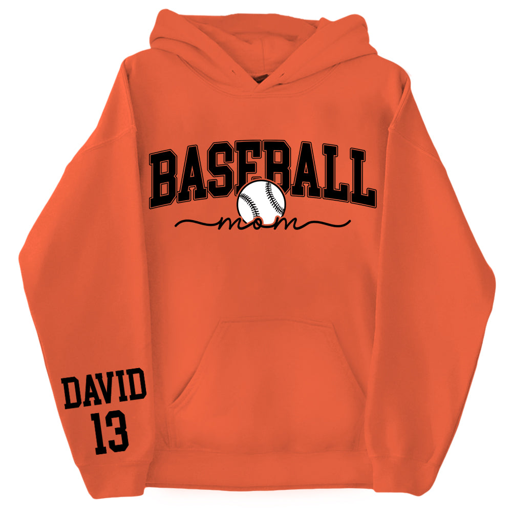 Personalize Baseball Mom Kids Name On Sleeve Sweatshirt, Mom Baseball Sweater, Baseball Mama Shirt, Gift for Baseball Mom, Fall Baseball Season Shirt Do99