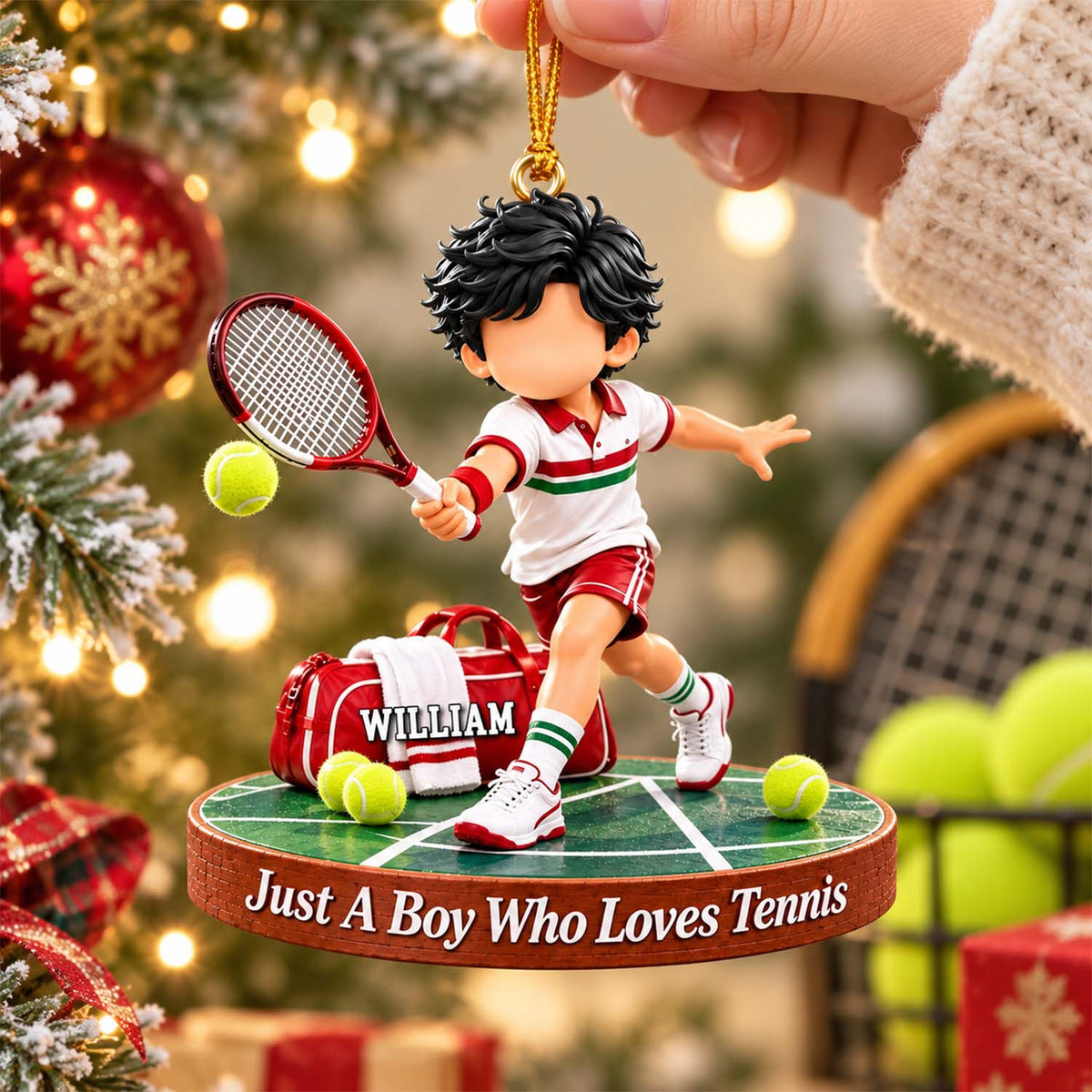 Personalized Tennis Boy Tennis Girl Christmas Ornament Pt99