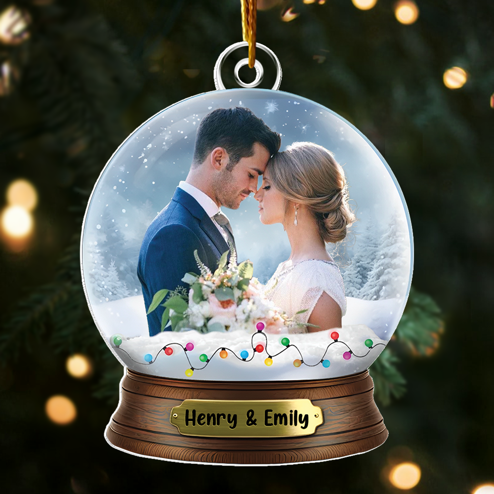 Custom Photo Couples Personalized Acrylic Globe Ornament Gift For Couple