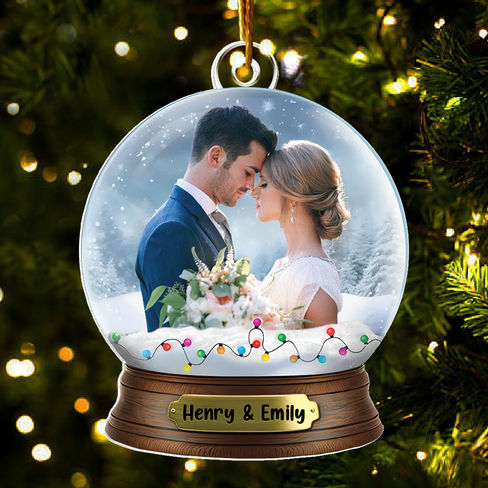 Custom Photo Couples Personalized Acrylic Globe Ornament Gift For Couple