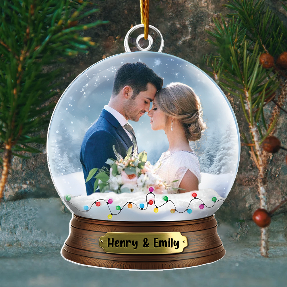 Custom Photo Couples Personalized Acrylic Globe Ornament Gift For Couple