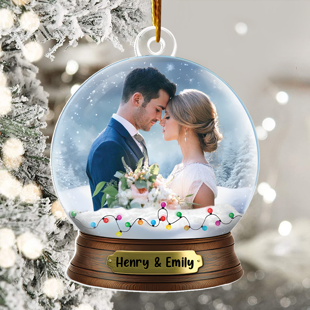 Custom Photo Couples Personalized Acrylic Globe Ornament Gift For Couple