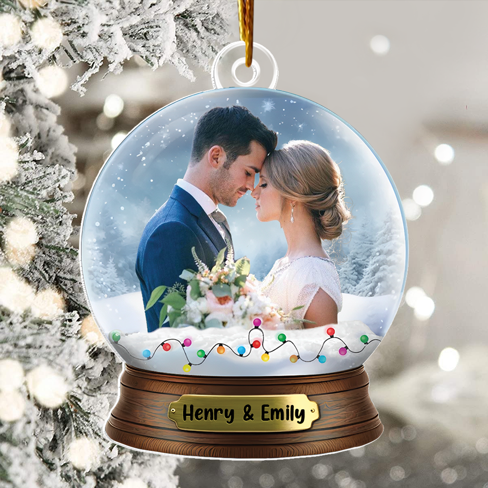 Custom Photo Couples Personalized Acrylic Globe Ornament Gift For Couple T0807