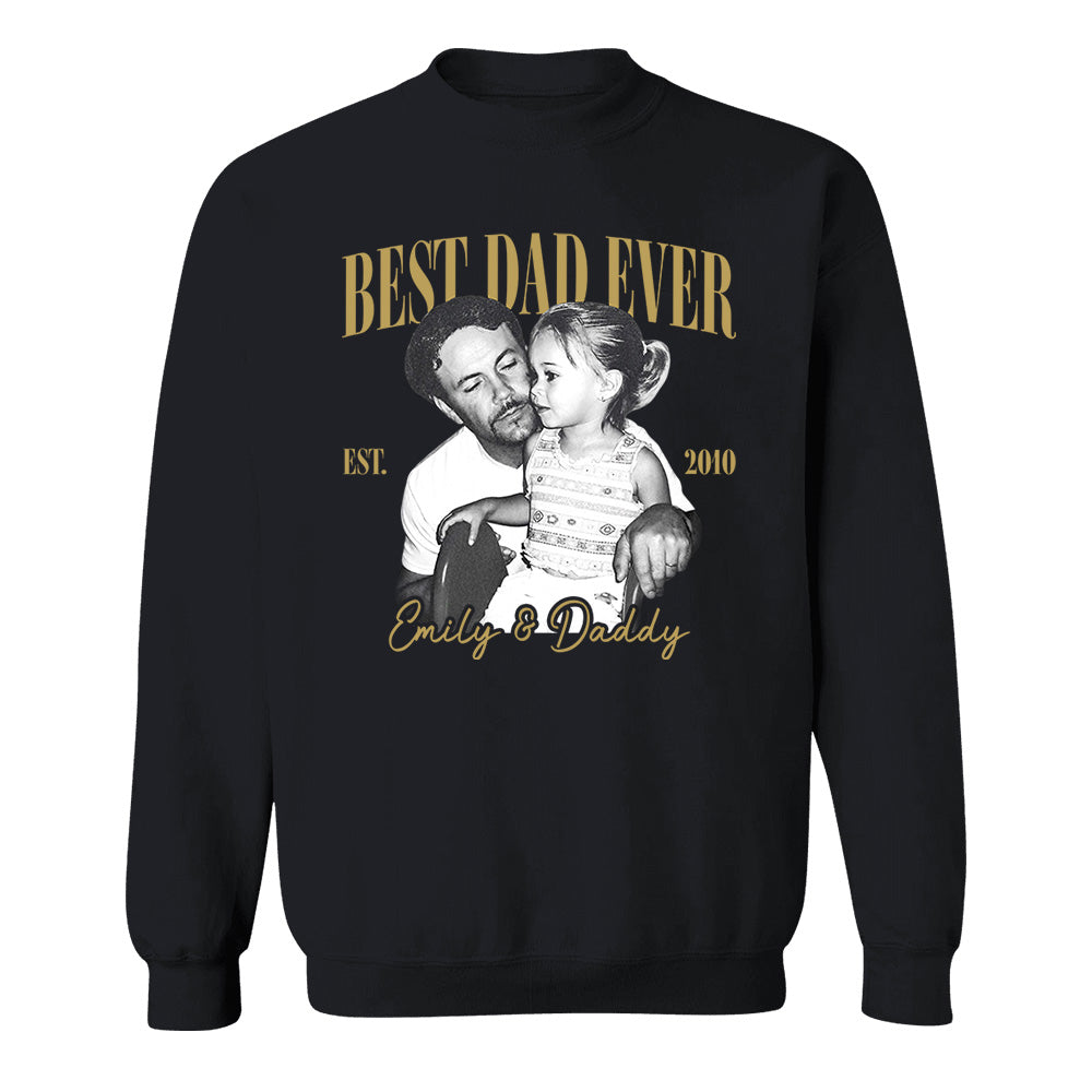 Best Dad Ever Custom Vintage Photo Shirt Fathers Day Gift from Kids, Gift for Husband, New Dad Gift, Family Picture Tee, Dad Est Shirt Vh01 
