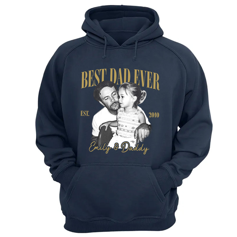 Best Dad Ever Custom Vintage Photo Shirt Fathers Day Gift from Kids, Gift for Husband, New Dad Gift, Family Picture Tee, Dad Est Shirt Vh01 