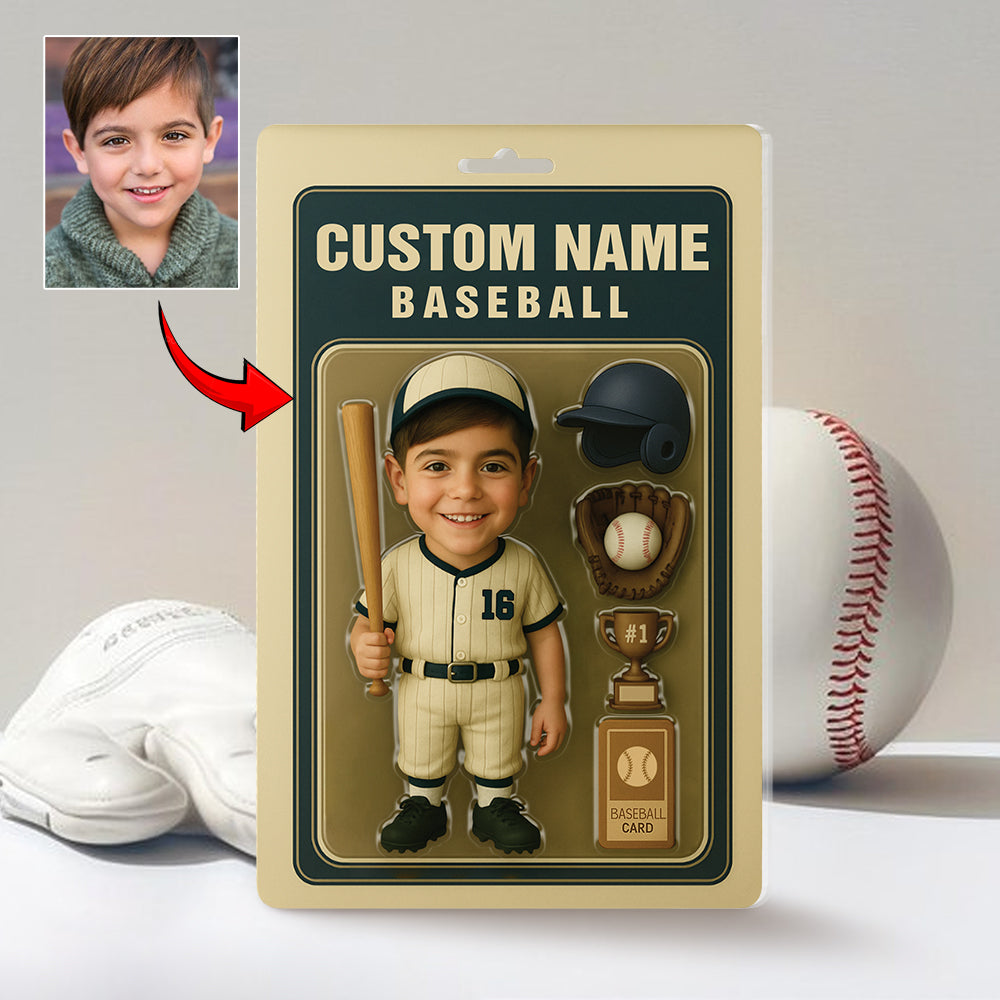3D Effect Baseball Player Figure Pack Packaging Personalized Face Baseball Player Acrylic Plaque, Unique Keepsake, Gift For Baseball Lover A2110  Hv01