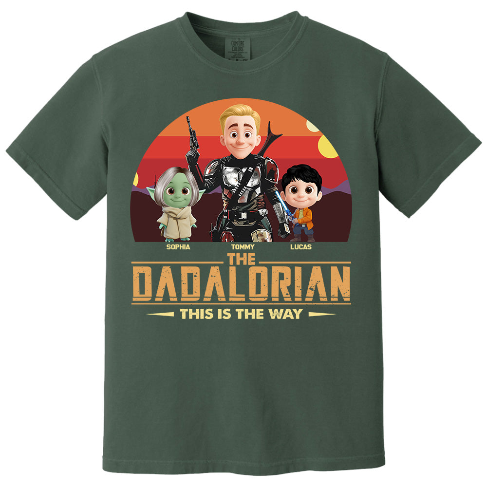 The Dadalorian This Is The Way, Personalized Tatooine Sunset Background Shirt Gift For Dad T1807 PT99