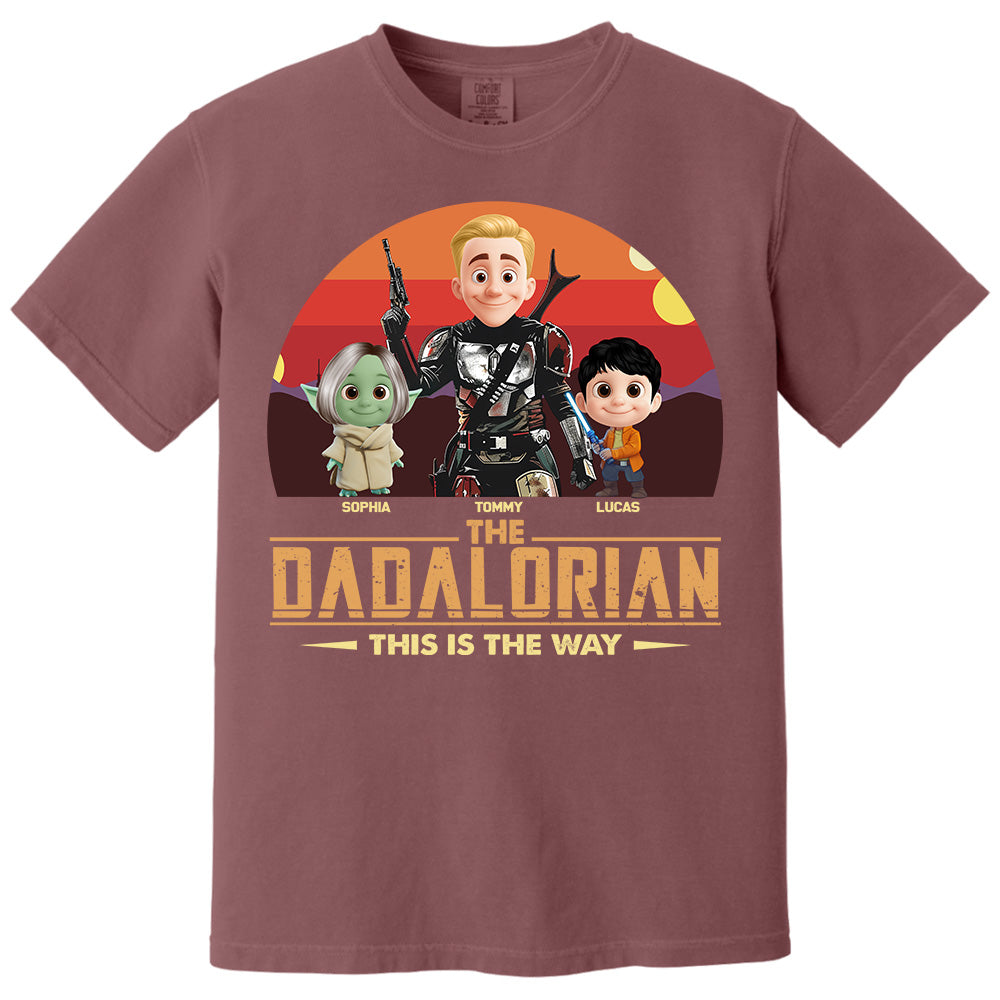 The Dadalorian This Is The Way, Personalized Tatooine Sunset Background Shirt Gift For Dad T1807 PT99