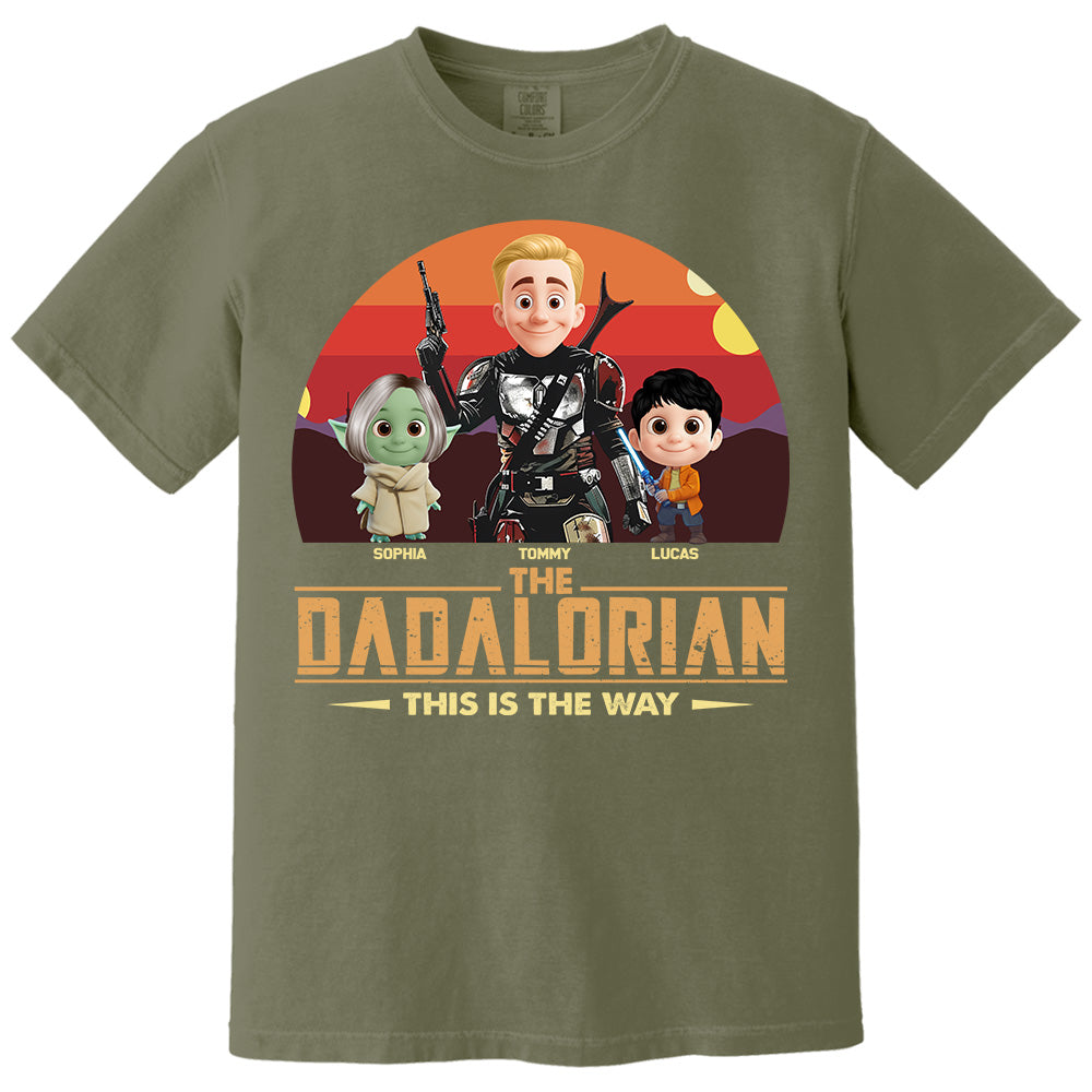 The Dadalorian This Is The Way, Personalized Tatooine Sunset Background Shirt Gift For Dad T1807 PT99