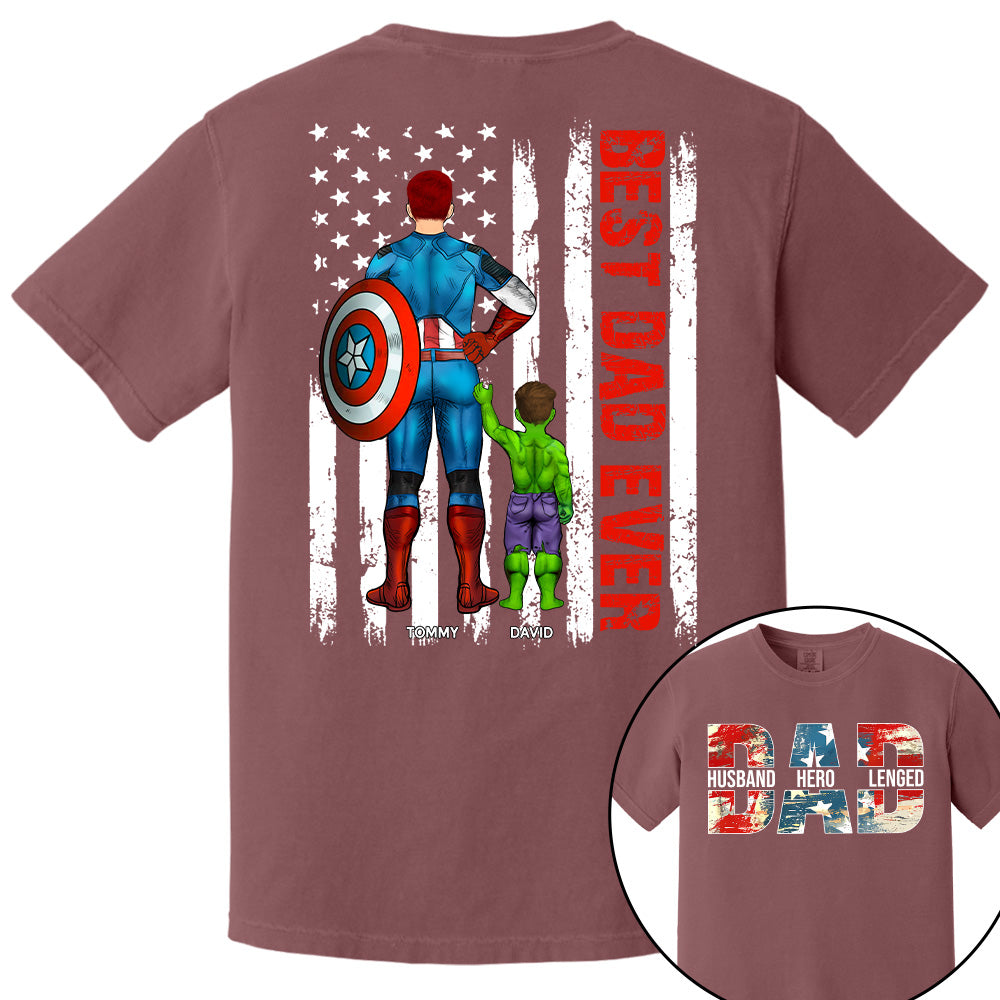 Husband Dad Hero Legend - Best Dad Ever Custom Shirt - Personalized Shirt For Dad Grandpa NA04 Pt99