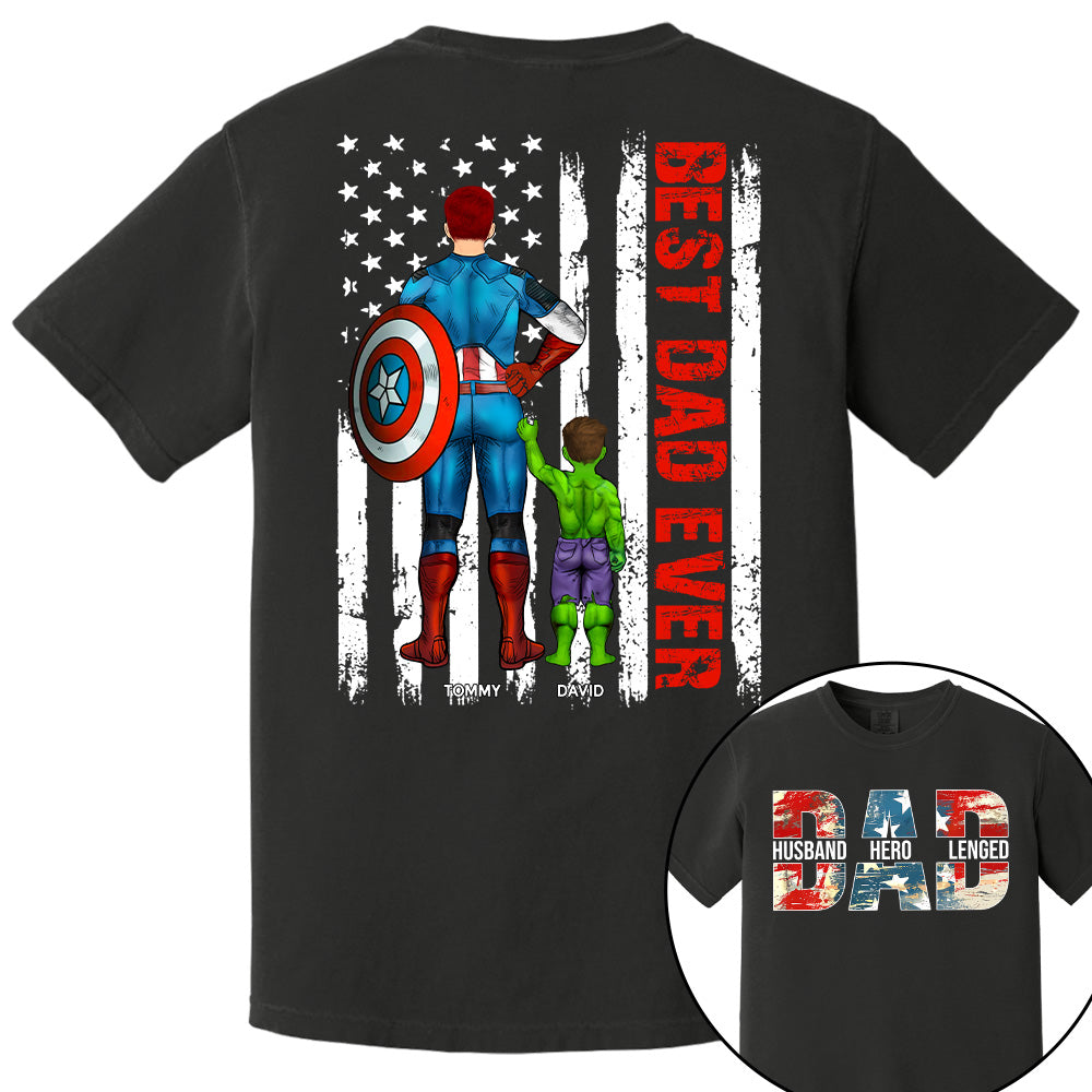 Husband Dad Hero Legend - Best Dad Ever Custom Shirt - Personalized Shirt For Dad Grandpa NA04 Pt99