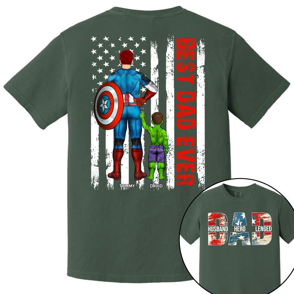Husband Dad Hero Legend - Best Dad Ever Custom Shirt - Personalized Shirt For Dad Grandpa NA04 Pt99