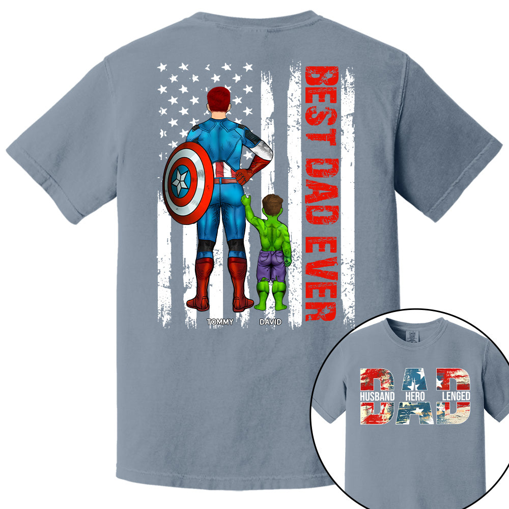 Husband Dad Hero Legend - Best Dad Ever Custom Shirt - Personalized Shirt For Dad Grandpa NA04 Pt99