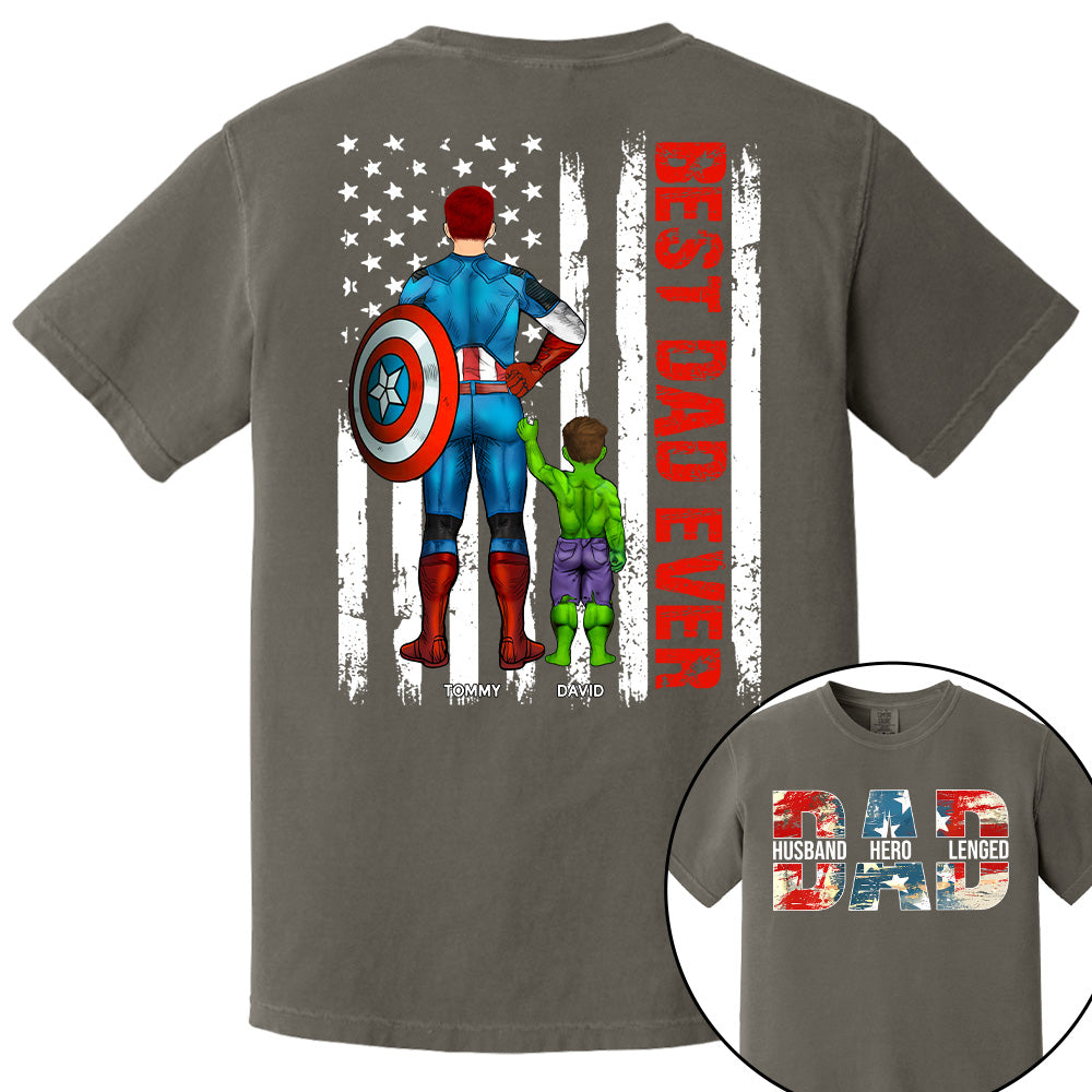 Husband Dad Hero Legend - Best Dad Ever Custom Shirt - Personalized Shirt For Dad Grandpa NA04 Pt99