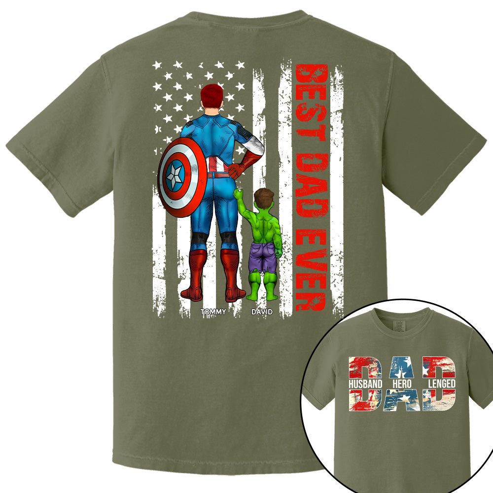 Husband Dad Hero Legend - Best Dad Ever Custom Shirt - Personalized Shirt For Dad Grandpa NA04 Pt99