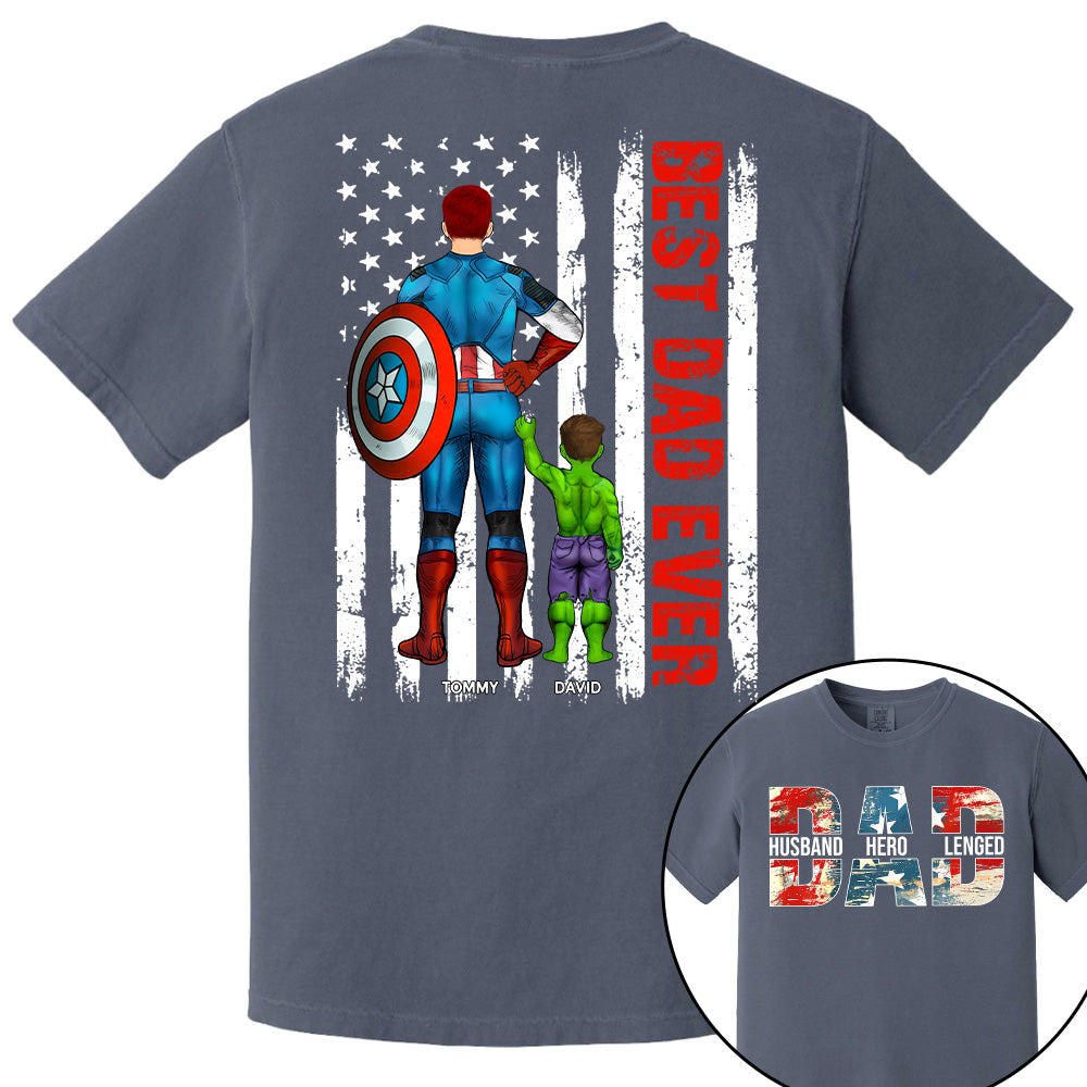 Husband Dad Hero Legend - Best Dad Ever Custom Shirt - Personalized Shirt For Dad Grandpa NA04 Pt99
