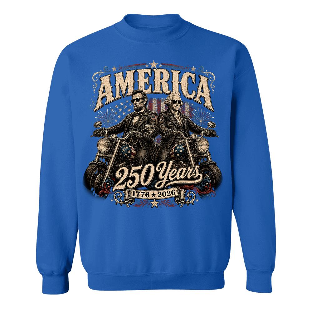 America 250 Years Biker MC Patriotic Motorcycle Shirt, 1776 2026 USA 250th Anniversary Vintage Graphic Tee Hv01