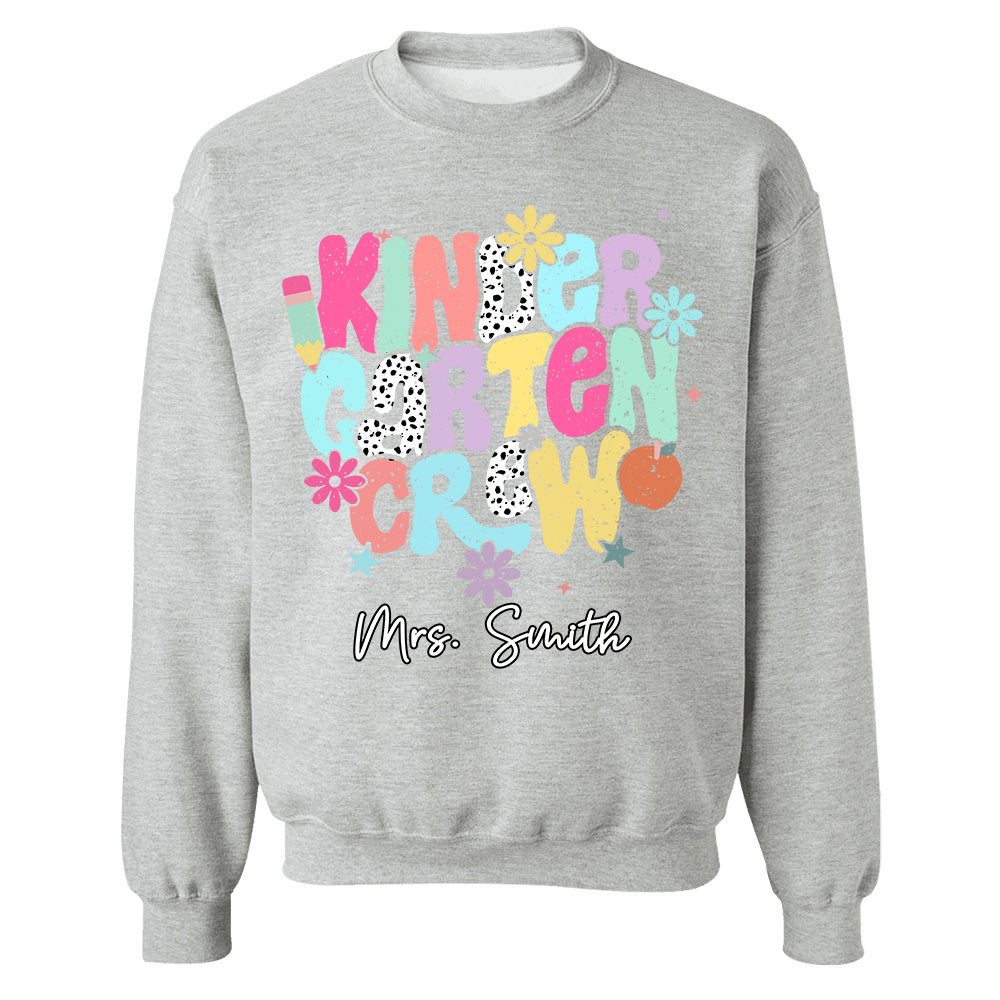 Custom Kindergarten Crew Shirt Teacher Gift, First Day of School T-Shirt