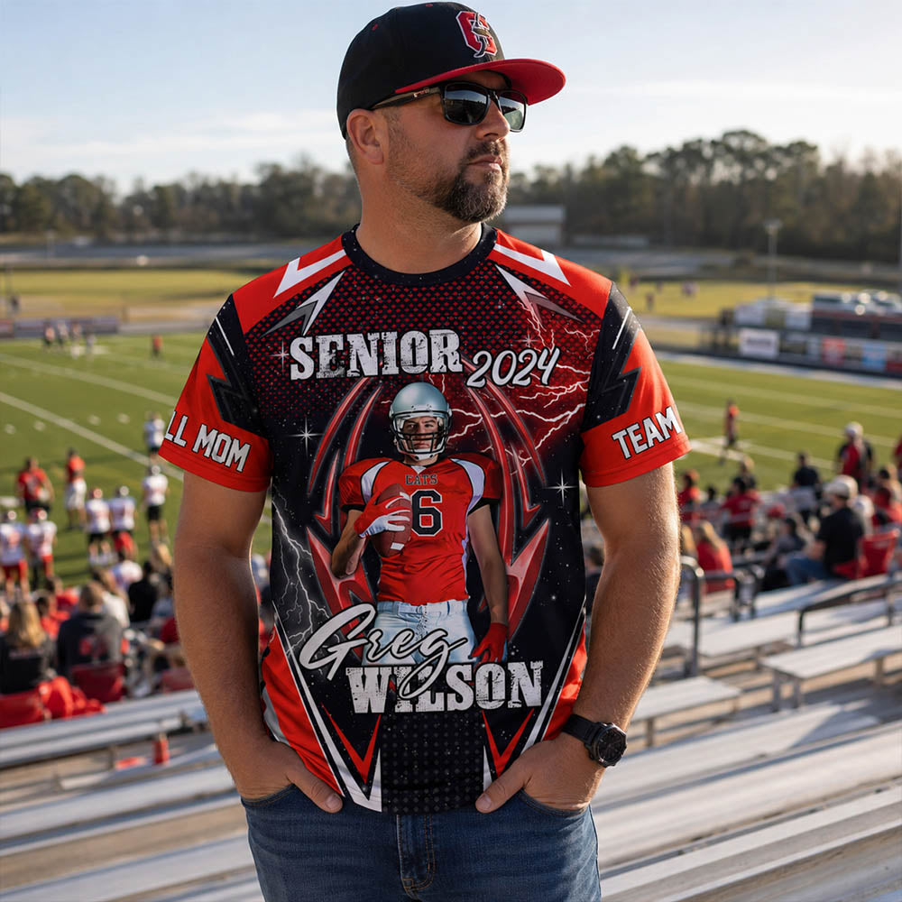 Custom Photo Football All Over Print Shirt For Football Family Game Day Shirt K1702