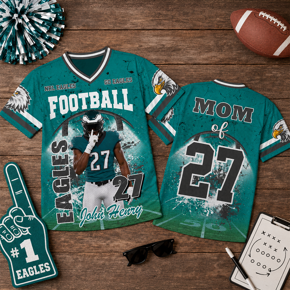 Custom Football Mom Jersey with Photo & Player Number – Personalized Game Day Shirt