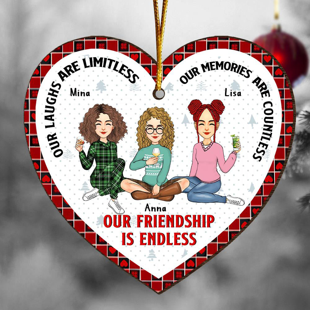Our Friendship Is Endless Personalized Heart Wooden Ornament Na02