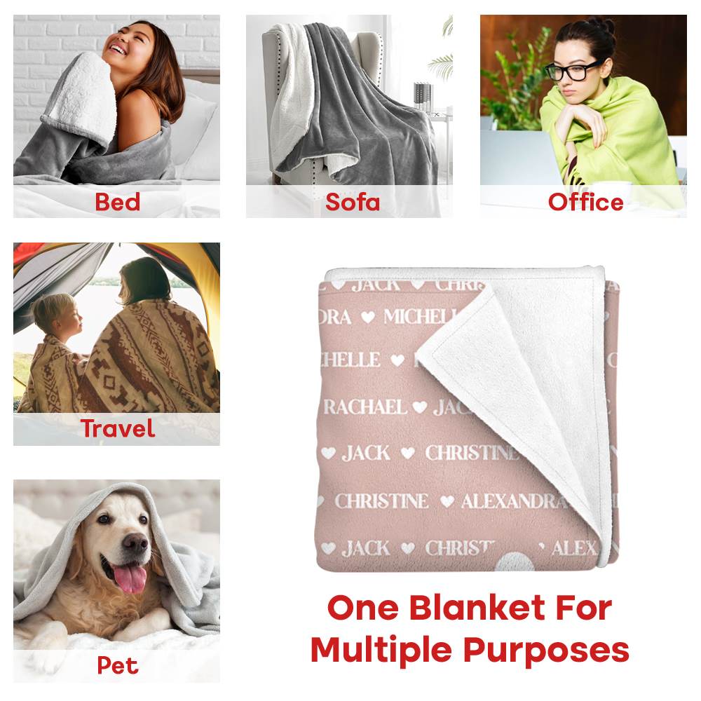 Mimi Blanket, Custom Name Blanket, Fleece, Sherpa Blanket, Personalized Family Name Blanket