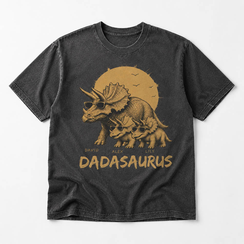 Personalized Funny Dadasaurus Animal Dad T Shirts The Best Bucking Papa Triceratops Tees for Dadasaurus