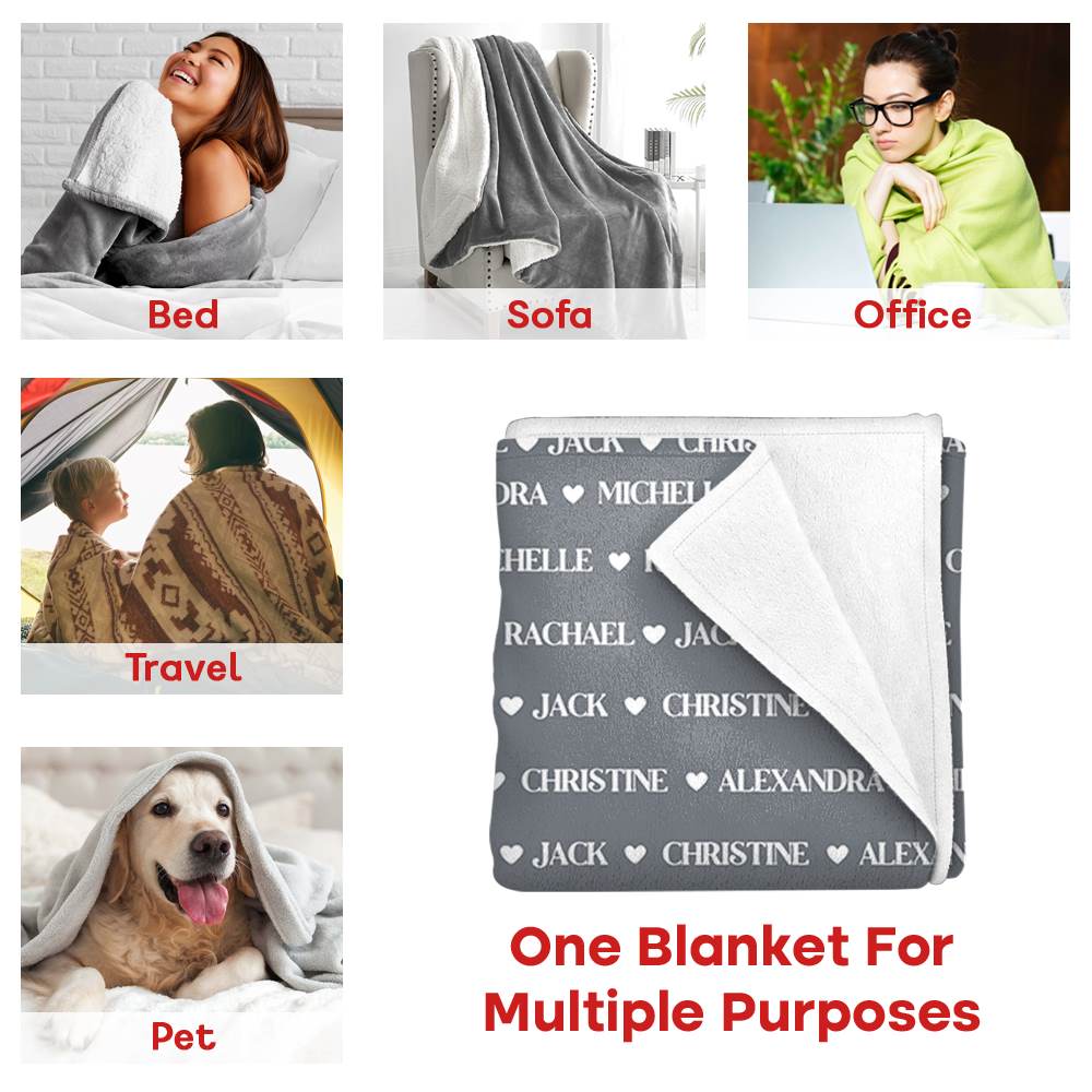 Papa Blanket, Custom Name Blanket, Fleece, Sherpa Blanket, Personalized Family Name Blanket