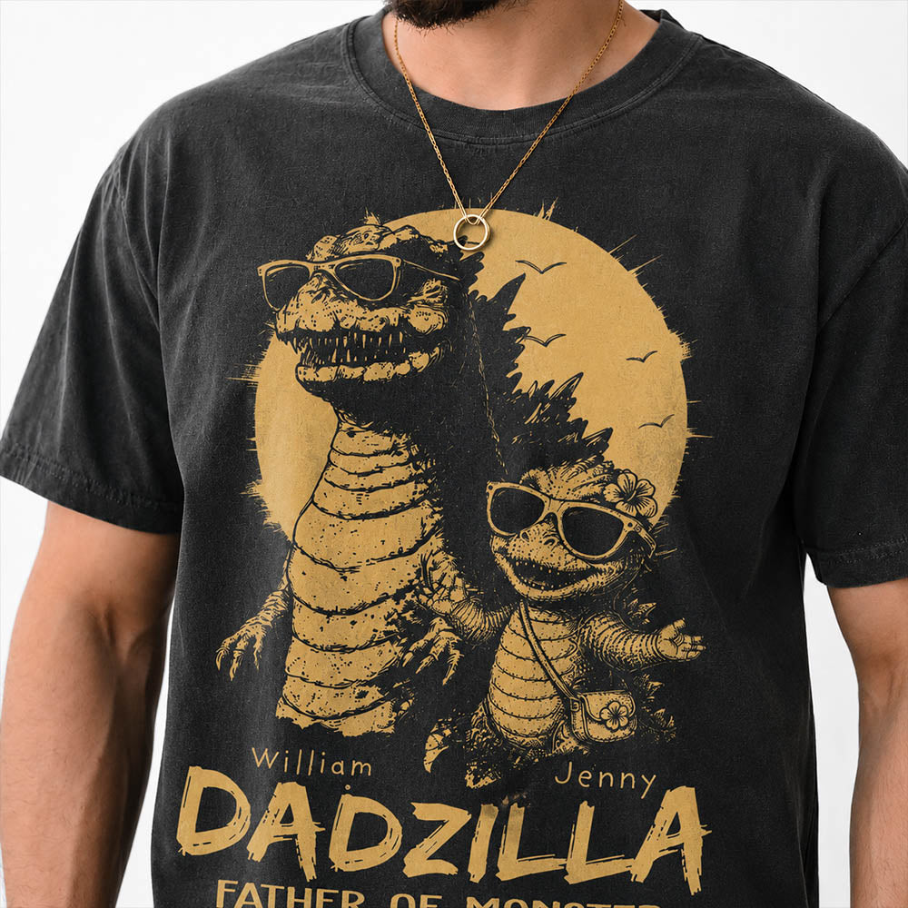 Personalized Dadzilla T-Shirt Father Day Gifts for Dad Funny Papa Tshirt Cool Daddy Dinosaur Tee New Art